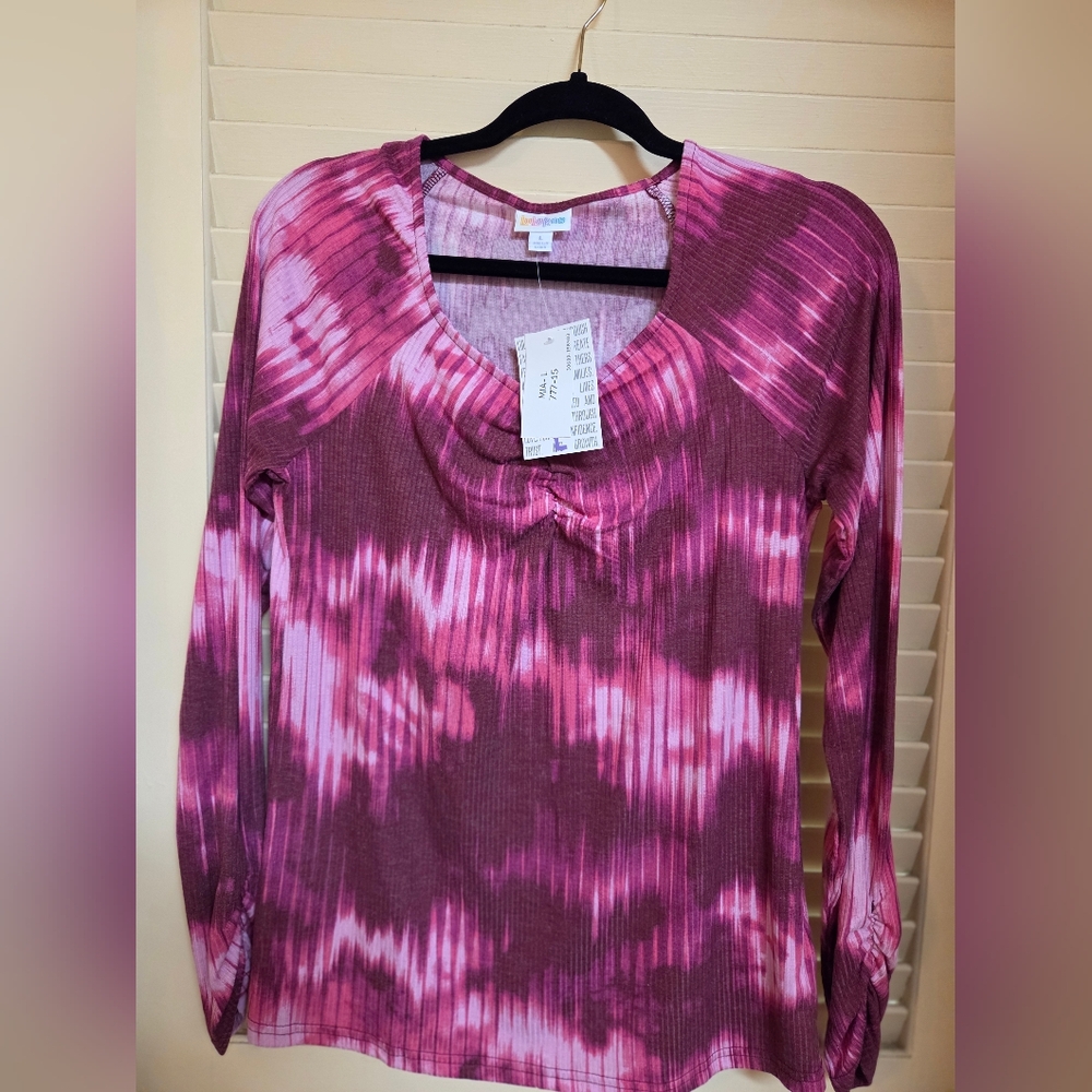LuLaRoe Pink Ribbed Hoodie Sweatshirt